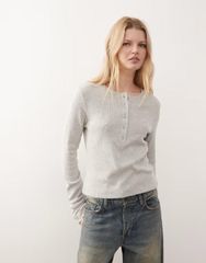 新品【H BEAUTY&YOUTH】TC リブ アウトシームロングスリーブニット