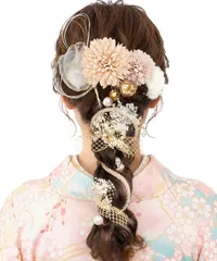 振袖 袴 タッセル リボン 七五三 水引 金箔 結婚式 ハレの日を彩る上品アレンジ 前撮り 30パーツ 髪飾り に華やかさを 卒業式 成人式 (ピンクベージュ) Hanalier