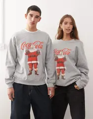 リクレイム ヴィンテージ レディース アウター パーカー・スウェット スウェット シャツ Reclaimed Vintage Unisex Coca Cola licensed christmas sweatshirt in heather Gray グレー