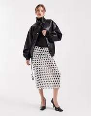 コルージョン レディース ボトムス スカート ドット シアー スパンコール COLLUSION sheer awkward length skirt in polkadot sequins POLKADOT SEQUINS
