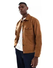 オンリーアンドサンズ メンズ アウター ジャケット・ブルゾン スエード ジャケット ONLY SONS faux suede trucker jacket in tan Monks robe タン