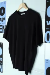 (M-L) KIIMUIR(キミュア) 半袖 Tシャツ ニット ブラック ノームコア-176A3