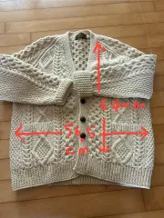 ヴィンテージ アイボリー ケーブル編み カーディガン