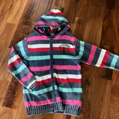 HYSTERIC GLAMOUR X オリジナルブルース マルチカラー ストライプ ニット フーデッドジップアップ