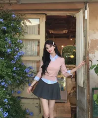 MAYOON 修正フィット ボタンニット(pink)