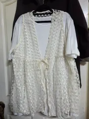 オーバーサイズ レイ ベスト & ティアード ロングTシャツ