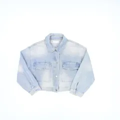 L ザラ レディース クロップド ライトブルー デニム ジャケット 0206M