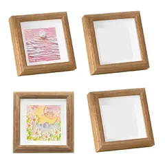 【新品】 siawadeky フォトフレーム 額縁 4個セット 木製 10cm*10cm写真に適用 正方形 油絵 写真入れ 写真立て 写真ディスプレイ 軽量 手作り 小物 飾り 絵画装飾 DIY植物標本 立体額 貝殻画 部屋飾り 記念日 バレンタインデー  1