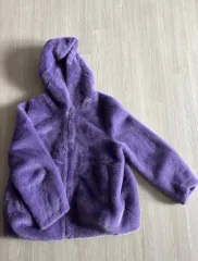 PURPLE フード ファー ジャケット