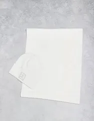 カルバンクライン メンズ アクセサリー 帽子 Calvin Klein Jeans monogram beanie and scarf gift set WHITE ホワイト