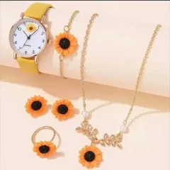 ひまわり 時計 リング イヤリング ネックレス ブレスレット セット