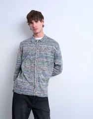 トップマン メンズ アウター ニット・セーター レギュラーフィット ポロシャツ ニット Topman regular fit button polo shirt with spacedye knitのサムネイル
