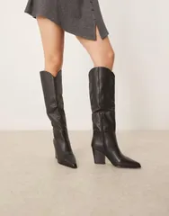 アルド レディース シューズ ブーツ・レインブーツ レザー ALDO Kaely western detail knee high boots in leather Black ブラックのサムネイル