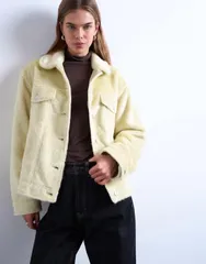 トップショップ レディース アウター ジャケット・ブルゾン ジャケット Topshop faux fur pony skin western trucker jacket in buttermilkのサムネイル