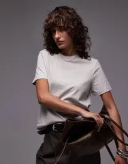 マンゴ レディース トップス Tシャツ Mango soft touch round neck Tshirt in light BEIGE ベージュのサムネイル