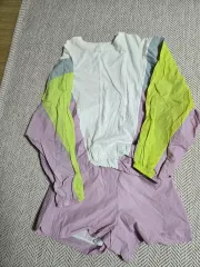 カラーブロック長袖Tシャツハーフパンツセット