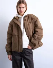 トップショップ レディース アウター ジャケット・ブルゾン ジャケット Topshop hybrid padded jacket in mushroom Mushroomのサムネイル