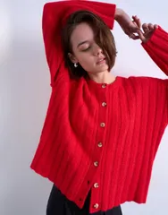 トップショップ レディース アウター カーディガン リブ ニット Topshop knit wider ribbed cardigan in rustラストのサムネイル