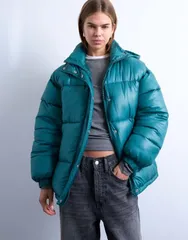 トップショップ レディース アウター ジャケット・ブルゾン ジャケット Topshop high shine ripstop puffer jacket in teal teal ティールのサムネイル