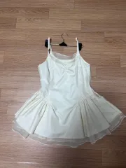 アイボリー色 レイヤード ノースリーブ ONE PIECE 日本 ヴィンテージ