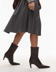 トップショップ レディース シューズ ブーツ・レインブーツ アンクル ブーツ レザー ヒール Topshop Neeve premium leather high heeled ankle bootsのサムネイル