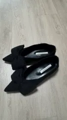 リボン フラット シューズ ブラック