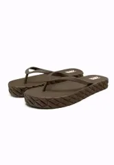 ZARA ザラ ラバーライズド フラット サンダル - ブラウン (38)