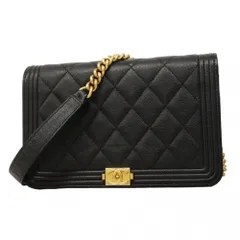 シャネル(Chanel) シャネル 財布・ショルダーウォレット ボーイシャネル キャビアスキン ブラック レディース