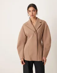 エイソス レディース アウター ジャケット・ブルゾン ウエストマーク ASOS DESIGN tailored collar cinched waist jacket in mocha モカ