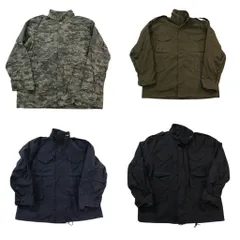 古着卸 まとめ売り 米軍民間 M-65型 ジャケット ミリタリー 4枚セット (メンズ XL ) カモ柄 ブラック ネイビー 中古 古着 NE2161
