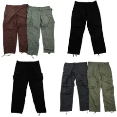 古着卸 まとめ売り 米軍民間 無地 フィールドパンツ ミリタリー 6枚セット (メンズ XL ) ブラック カーゴ オリーブ 中古 古着 NE2168