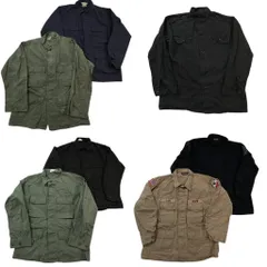 古着卸 まとめ売り 米軍民間 無地 フィールドジャケット ミリタリー 7枚セット (メンズ M /L ) ネイビー ワッペン ブラック 中古 NE2172