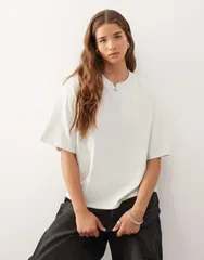 モンキ レディース トップス Tシャツ ジャージー Monki heavyweight jersey boxy fit tshirt in light Light green グリーンのサムネイル
