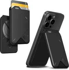 Aulumu G02 MagSafe カードケース 薄型 ＆ スマホスタンド｜iPhone 17/16/15/14/13/12 シリーズ対応｜多角度調節可能｜動画視聴・会議・旅行に最適 2-in-1, ブラックri 2f30f88c
