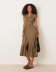 フリーピープル レディース トップス ワンピース ミディワンピース ミディ Free People Desert Dazed midi dress in caiman GREEN グリーン