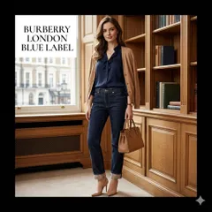 バーバリー ブルーレーベル BURBERRY BLUE LABEL デニムパンツ ノバチェック 裾裏チェック インディゴ 38 M ストレート ジーンズ 6J041