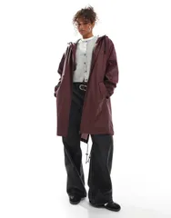 エイソス レディース アウター ジャケット・ブルゾン パーカー コントラスト ASOS DESIGN contrast detail rubberized rain parka Burgundy バーガンディ