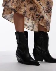 フリーピープル レディース シューズ ブーツ・レインブーツ コントラスト レザー Free People contrastitch leather western boots BLACK LEATHEのサムネイル