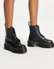 ドクターマーチン レディース シューズ ブーツ・レインブーツ レザー Dr Martens Jadon flatform leather boots Black ブラック