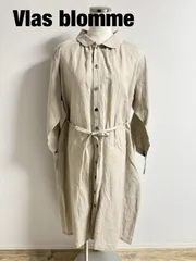 【2024年】Vlas blomme　ヴラスブラム　KL Heri tage 60前開きワンピース　2024年購入　定価30,800円　日本製　リネンワンピース　F（フリー）　ベージュ　麻100%　長袖　綺麗め　ロング　送料込み　6465693のサムネイル