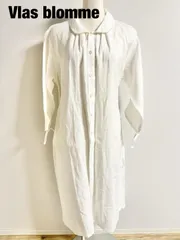 【2024年】Vlas blomme　ヴラスブラム　KL Heri tage 60 前開きワンピース　2024年購入　定価30,800円　日本製　リネンワンピース　F（フリー）　ホワイト　麻100%　シンプル　カジュアル　送料込み　6465692