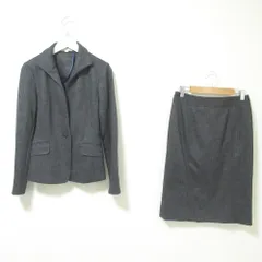 美品 NARACAMICIE ナラカミーチェ ストライプ柄 シングルジャケット×ひざ丈スカート スーツ セットアップ 0 1 グレー レディース 古着 中古 USED