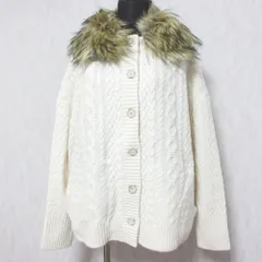 美品 22AW Spick & Span スピック＆スパン ハミルトンケーブルカーディガン エコファー ニットジャケット 22080200907040 ホワイト レディース 古着 中古 USED