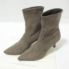 美品 FABIO RUSCONI ファビオルスコーニ スエード ポインテッドトゥ ピンヒール ショートブーツ 36 約23cm ブラウン レディース 古着 中古 USED