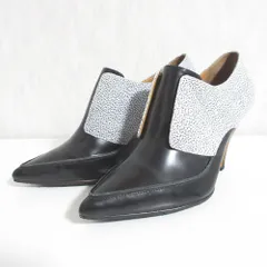 良品 3.1 phillip lim 3.1フィリップリム ポインテッドトゥ バイカラー ブーティ 36.5 23.5cm相当 ブラック×ホワイト レディース 古着 中古 USEDのサムネイル