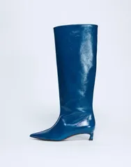 トップショップ レディース シューズ ブーツ・レインブーツ レザー Topshop Sophie Premium leather point toe knee high boots BLUE ブルーのサムネイル