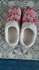 ピンク 花柄 ファー ルームシューズ スリッパ