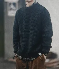 (海外配送)メンズ ワッフル編み セーター 4COLOR