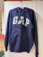 未使用 GAP(ギャップ) レディース ロゴ フーデッドジップアップ (ネイビー)