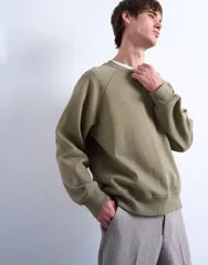 トップマン メンズ アウター パーカー・スウェット スウェット シャツ Topman boxy fit raglan sweatshirt GREEN グリーンのサムネイル